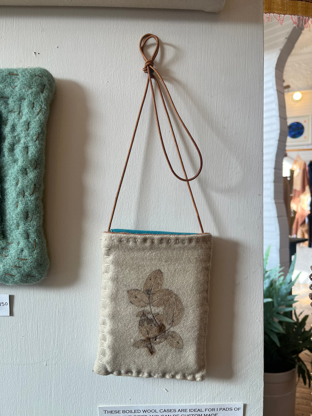 Slow-stitched Wild Rose Wool Pouch
